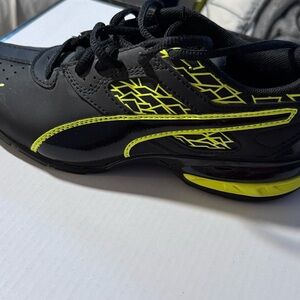 Puma Kids Black Sneakers with Neon Accents